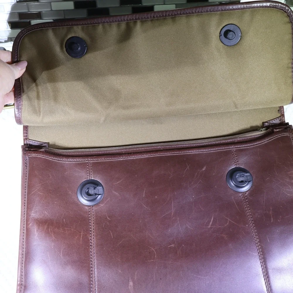 Bob Timberlake Mens Briefcase Brown Leather Messenger Bag 4110847